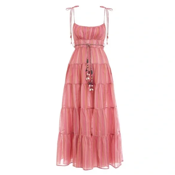 Zimmermann Bonita Tie Shoulder Striped Cotton Sundress Size 10 - Picture 2 of 10